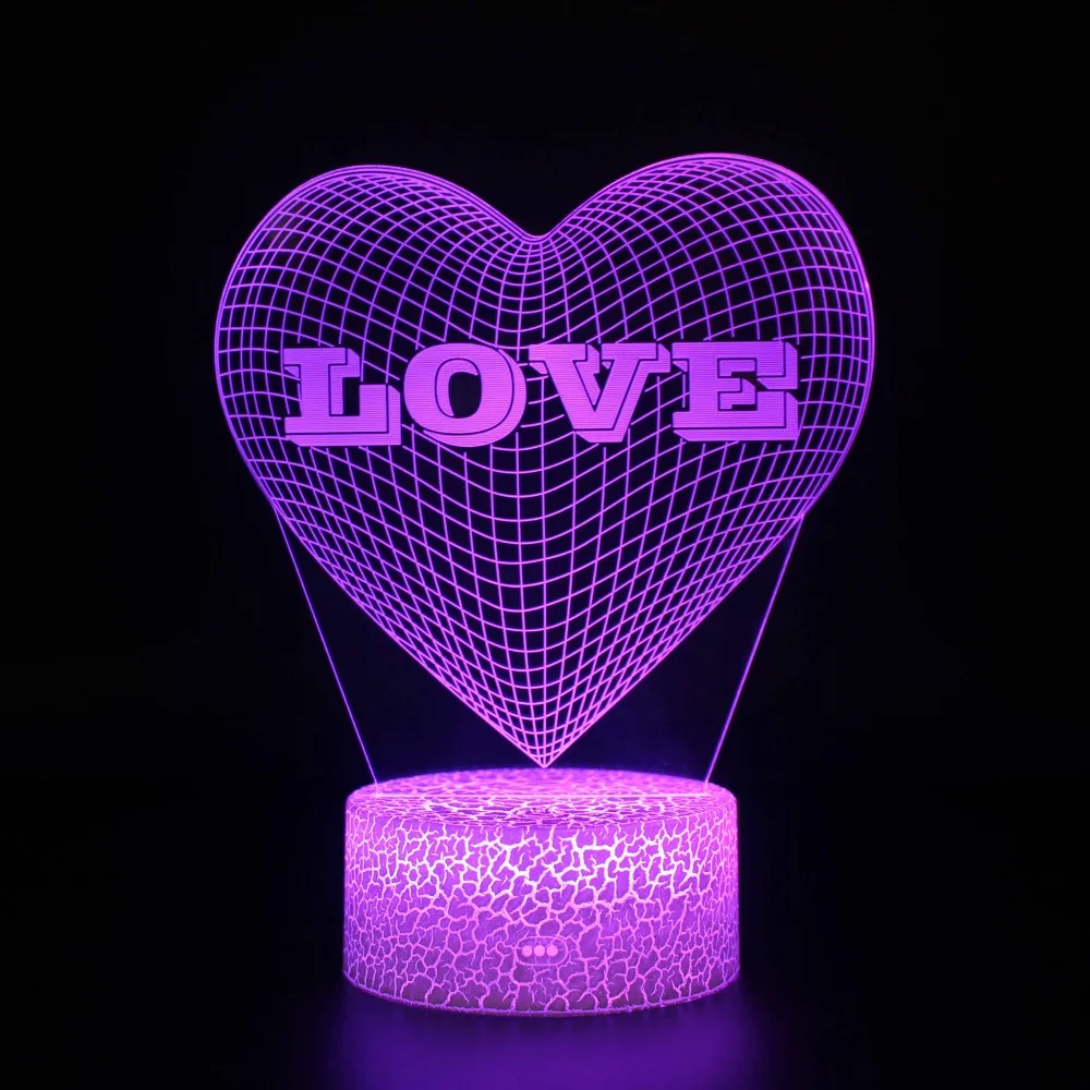 Imagem -06 - Nighdn-romântico 3d Heart Lamp Love Night Light Room Decor Usb Table Bedside Lamp Valentines Day Presentes de Aniversário para o Amante Casal