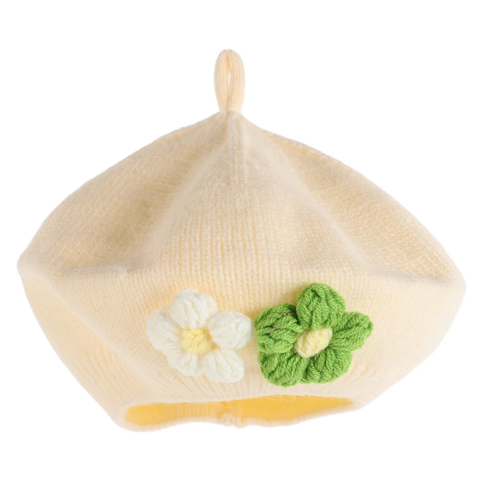 

Зимний берет для маленьких девочек, вязаная шапка-бини с цветочным узором для малышей во французском стиле, теплая детская шапка холодного сезона для детей 0-3 лет, детская шапка Dino