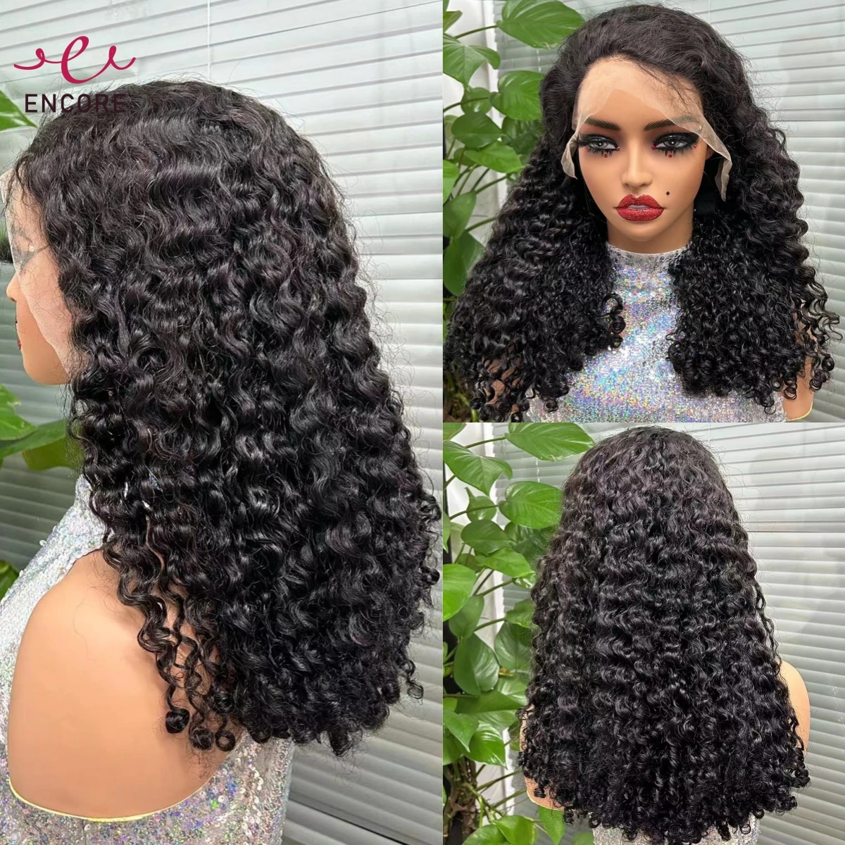 300% Density Bouncy Curly Lace Wigs 12-20Inch 12A Brazilian Remy Human Hair Lace Wigs 13x4 Transparent HD Lace Frontal Hair Wigs