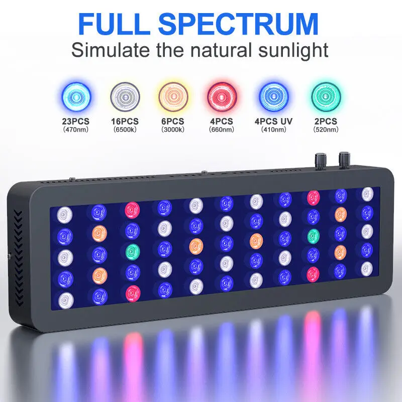 Phlizon 165W Aquarium Light Fish Tank LED Light Dimmable Marine Coral Reef Grow Lamp Aquariums Decor Lighting Planted Lights 20"