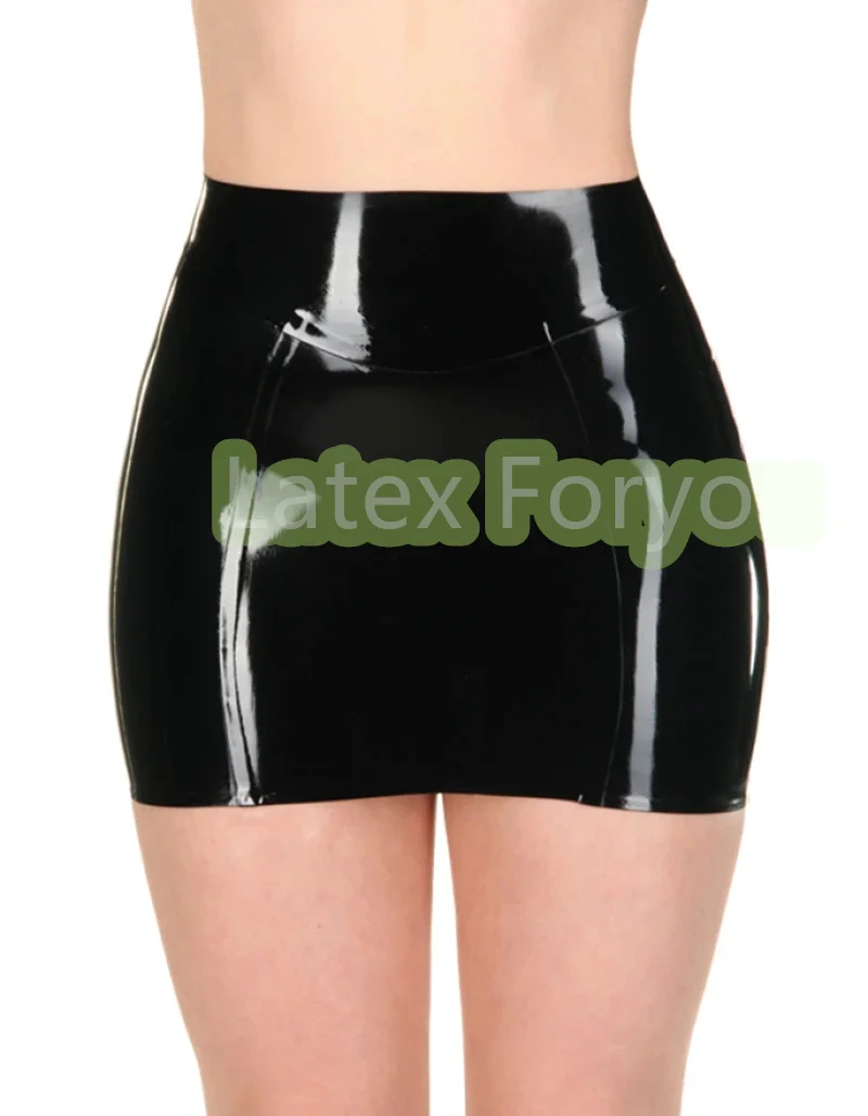 

Handmade Sexy Natural Latex Mini Skirts Tight Latex Rubber Dresses With Back Zip