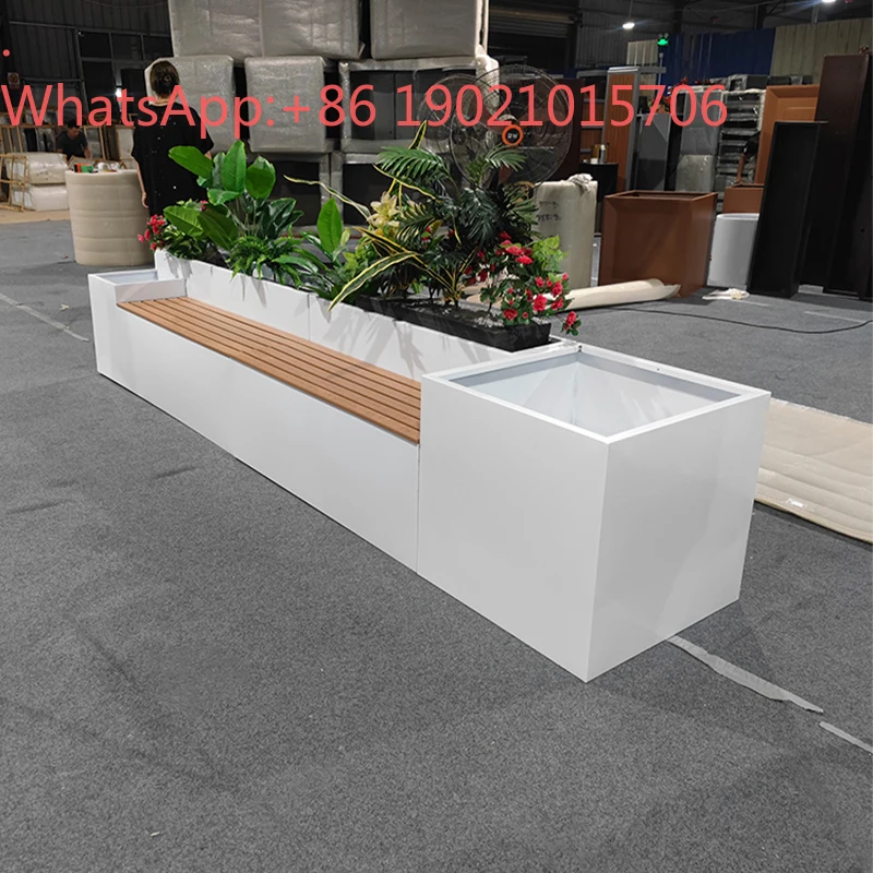 

HXL outdoor stainless steel flower box seat combination terrace planting box pendulum partition outdoor courtyard bench