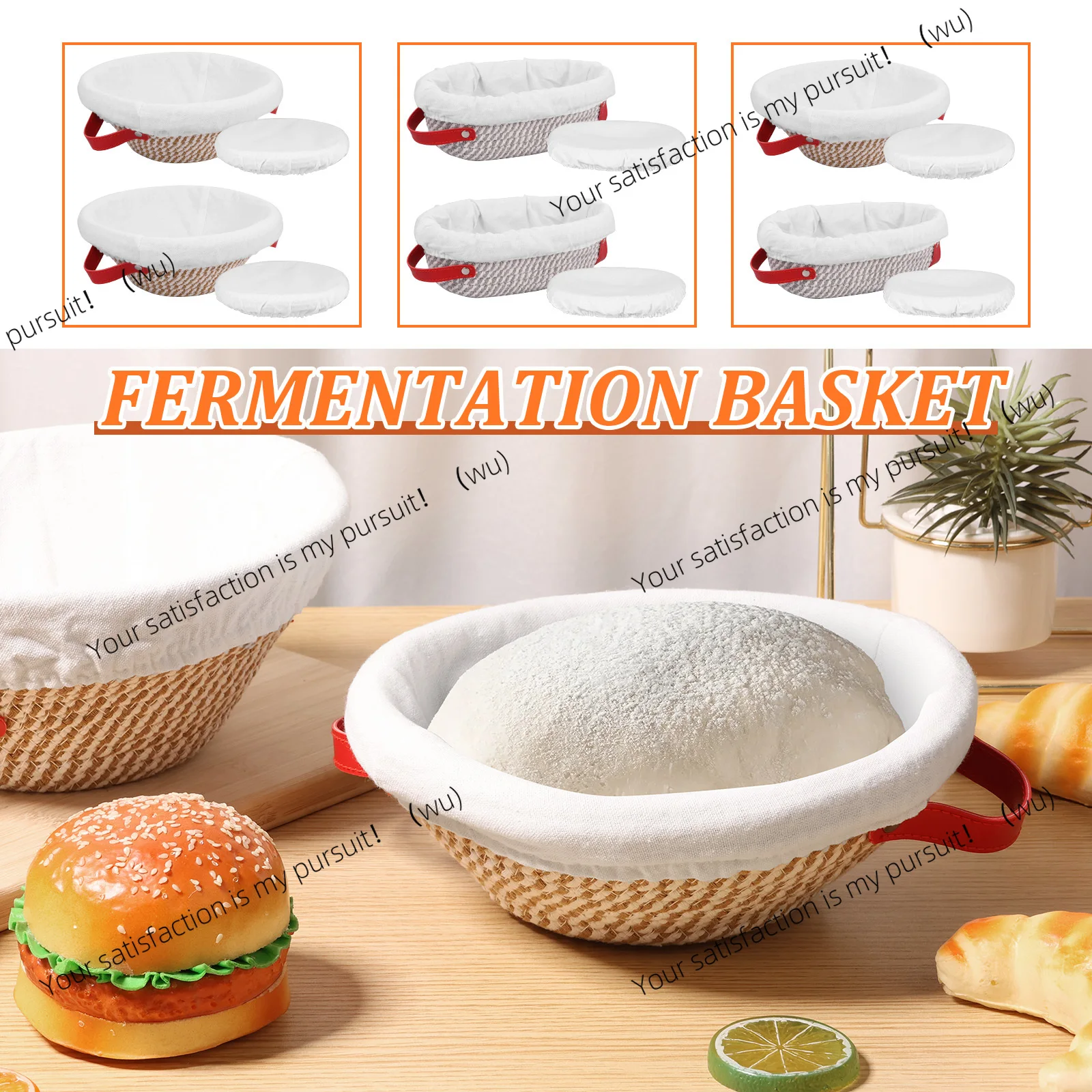 Oval/Round Shape Bread Proofing Basket Cotton Rope Banneton Basket with Liner And Cover Homemade Sourdough Kitchen Baking Tools