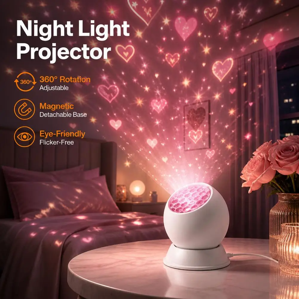 Dynamic Rotating LED Snowflake Projector Lamp Projection Light For Bedroom Christmas Party Ambient Home Decoration Supplies