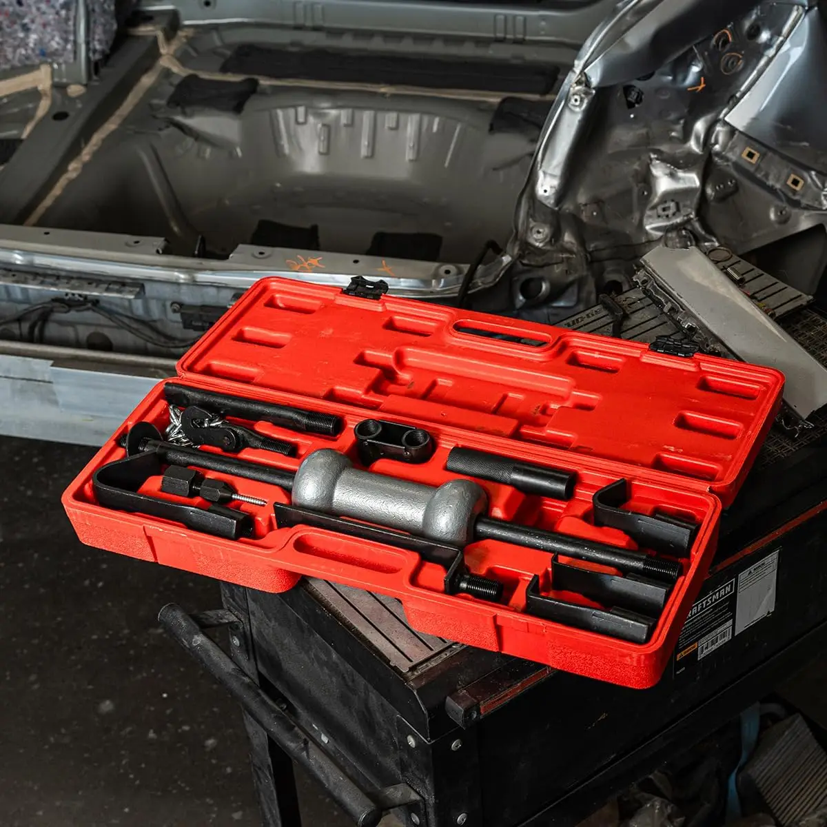 13-Piece Automotive Dent Remover Set with Sliding Hammer & Case