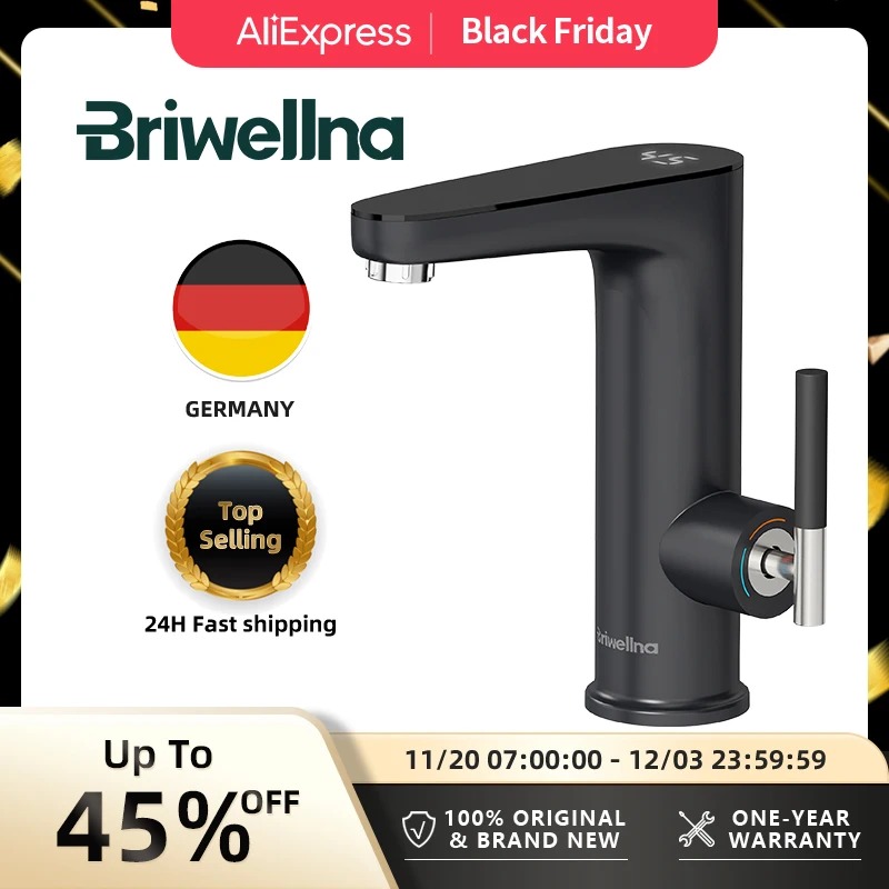 Briwellna سخان مياه كهربي صنبور الماء الساخن 2 في 1 حوض الحنفية Tankless السخان 220 فولت صنبور سخان مياه فوري للمنزل