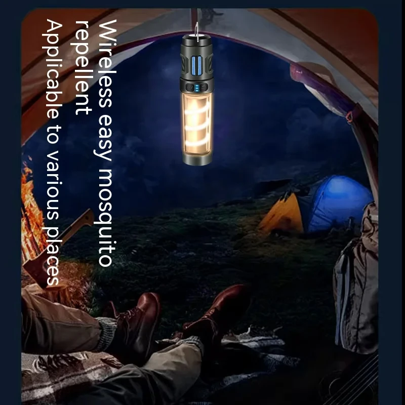 Lampada da campeggio multifunzione a LED portatile ricaricabile per zanzare Illuminazione da esterno con supporto per treppiede repellente per zanzare integrato