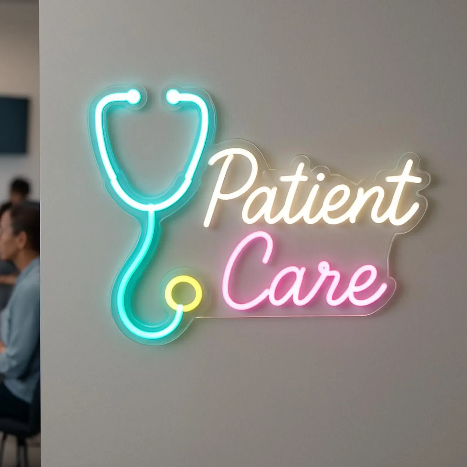 Patient Care and Stethoscope Neon Sign,Medical Clinics Neon Sign,Doctor's Office Led Sign,Gift Idea For Doctor,Hospital Decor