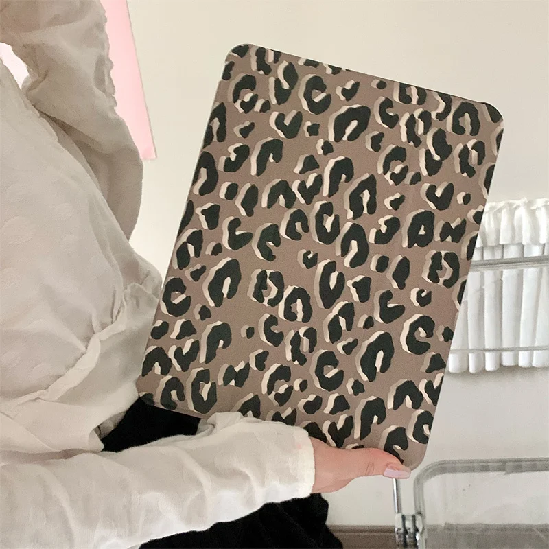 

For Apple iPad Air 2024 13 inch Pro 12.9 inch Air 5/4 10.9 inch Case Leopard Print Leather Cover for iPad 5/6/7 9.7/10.5'' Cases