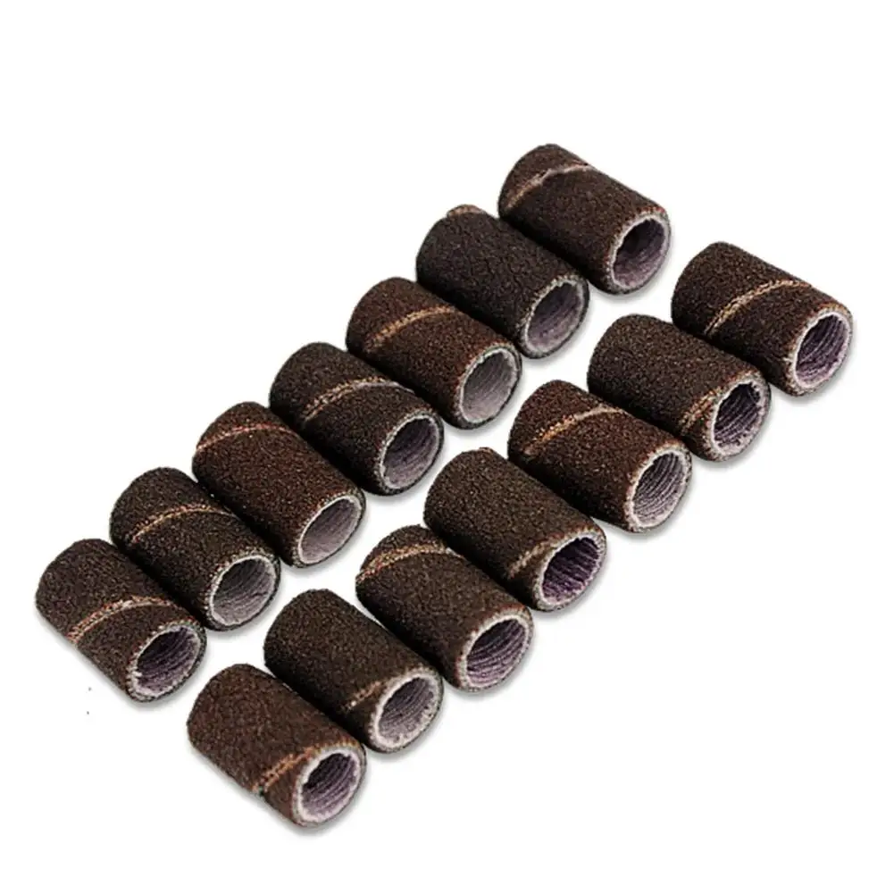 100pcs Sanding Art 180# 120# 80# Grit Bands Nail Bits Circle File Drill Manicure Abrasive Drum Sleeves Tools For Dremel Machine