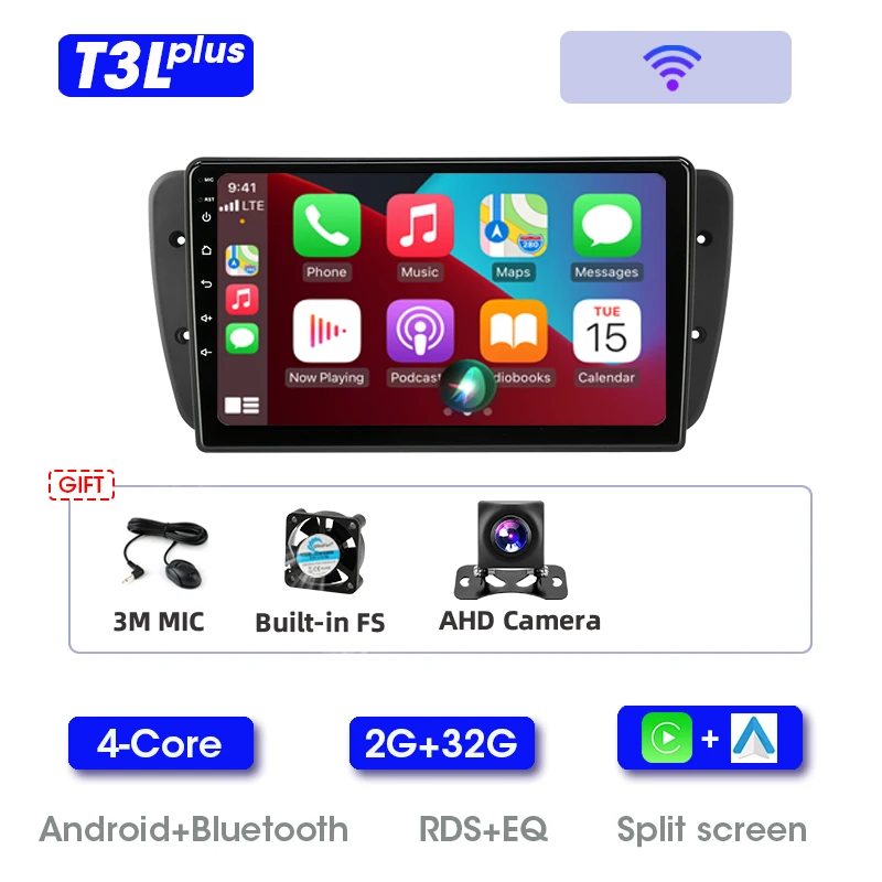 Srnubi Android Autoradio voor Seat Ibiza 6j 2009-2013 Draadloze CarPlay Android Auto WiFi GPS Navigatie BT Video muziek Stereo