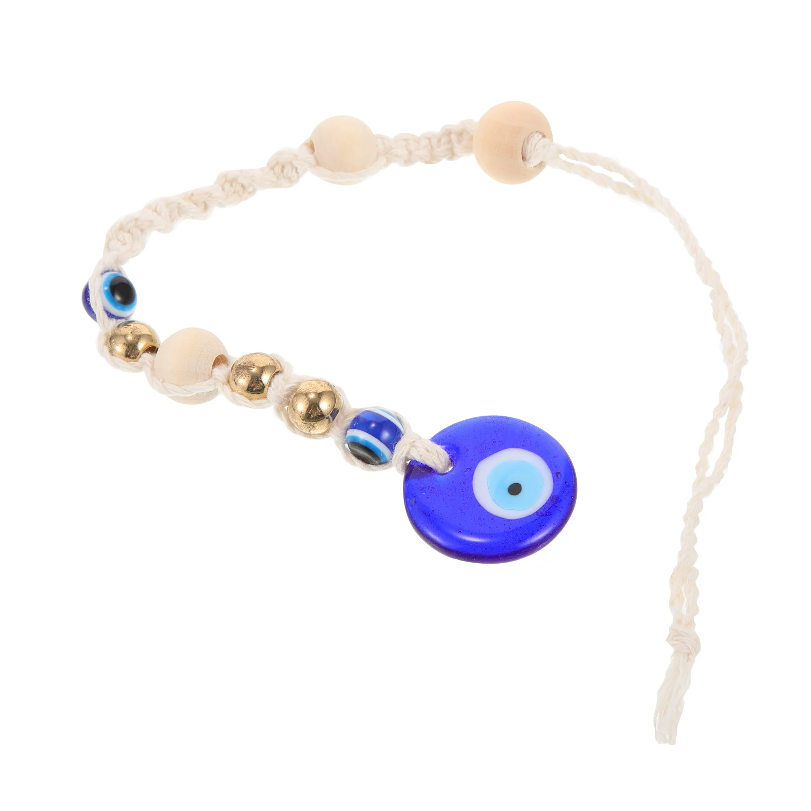 

Evil Eye Hanging Tassel Decor Glass and Cotton Thread Hanging Ornament for Wall Car Door Evil Eye Protection Charm Pendant