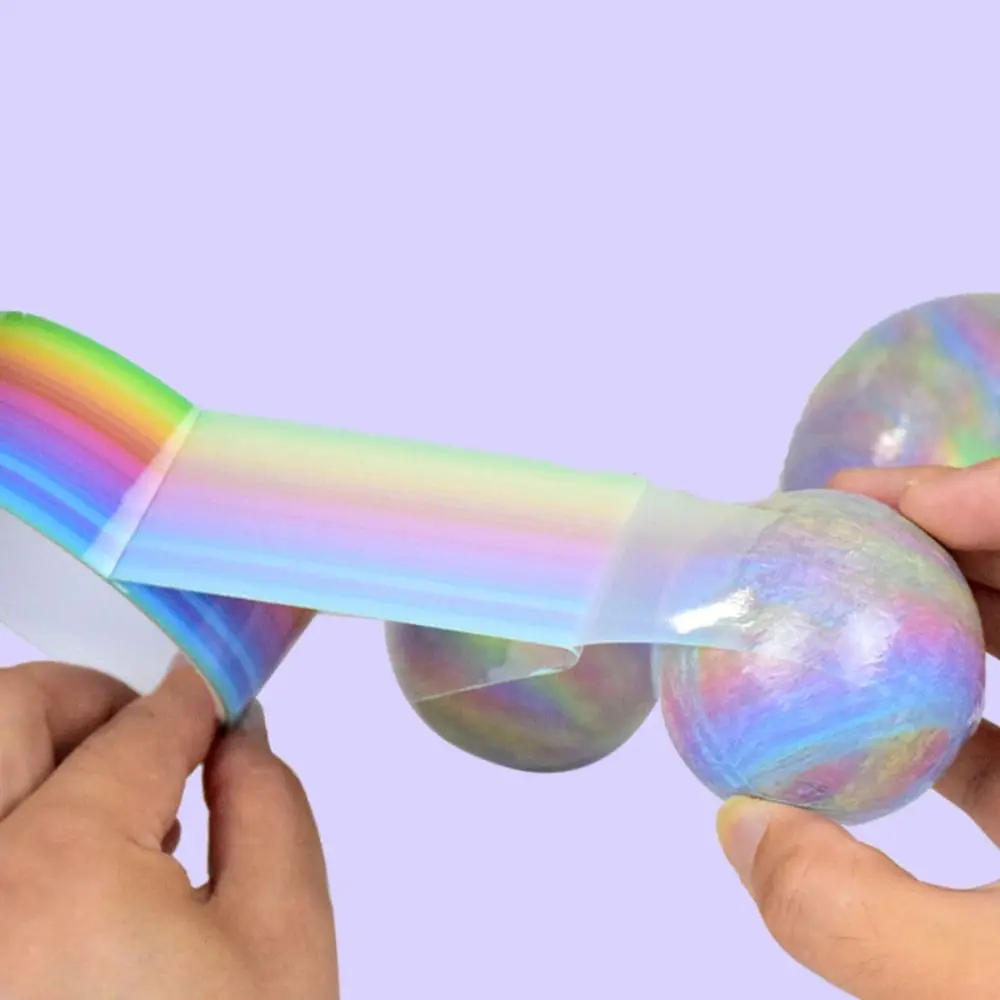 Relaxing Toy Sticky Ball Rolling Tapes Making Colored Ball Iridescence Rolls Adhesive Tapes Crafting Colorful Ball Sticky Tapes