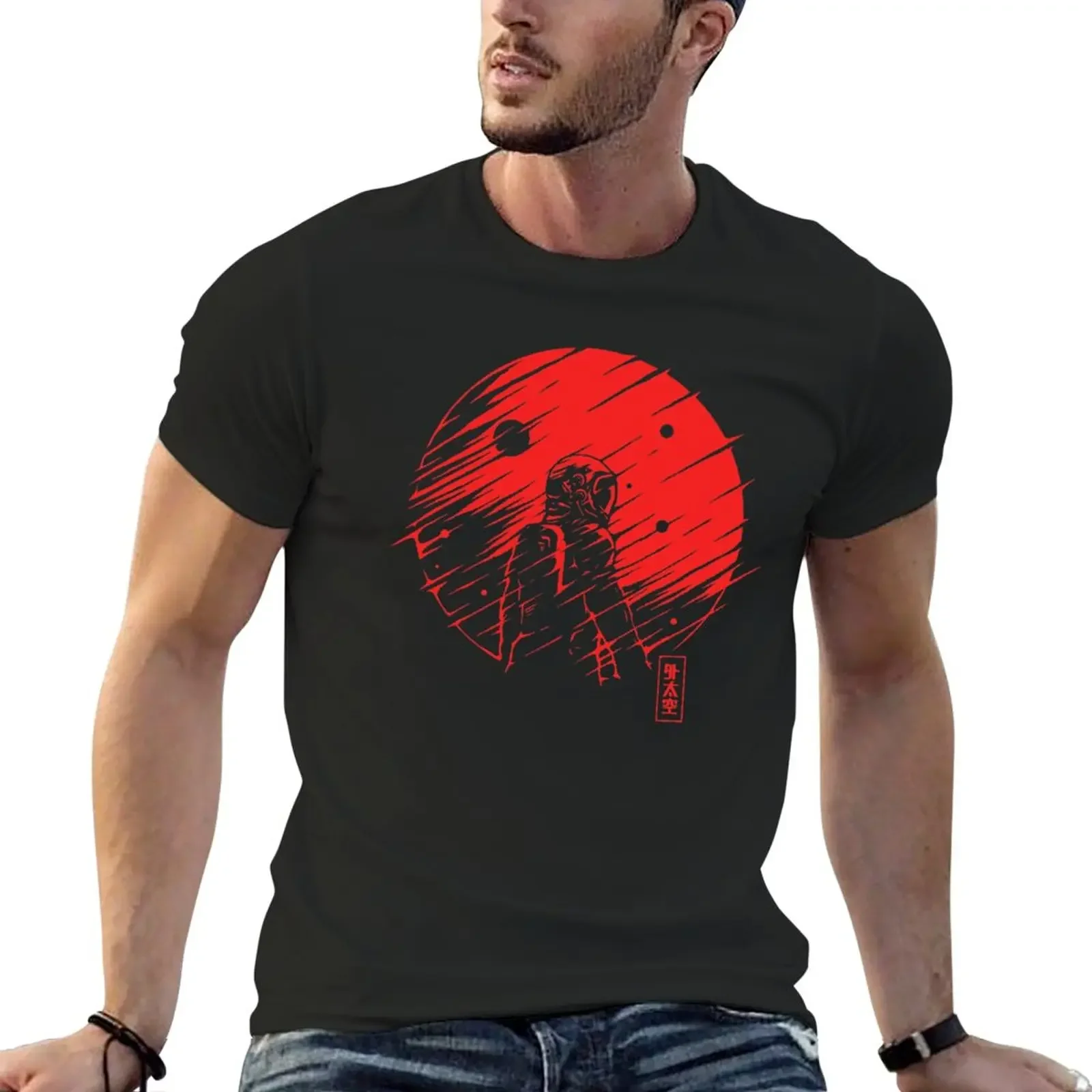 Red Space T-Shirt anime clothes Short sleeve mens graphic t-shirts funny
