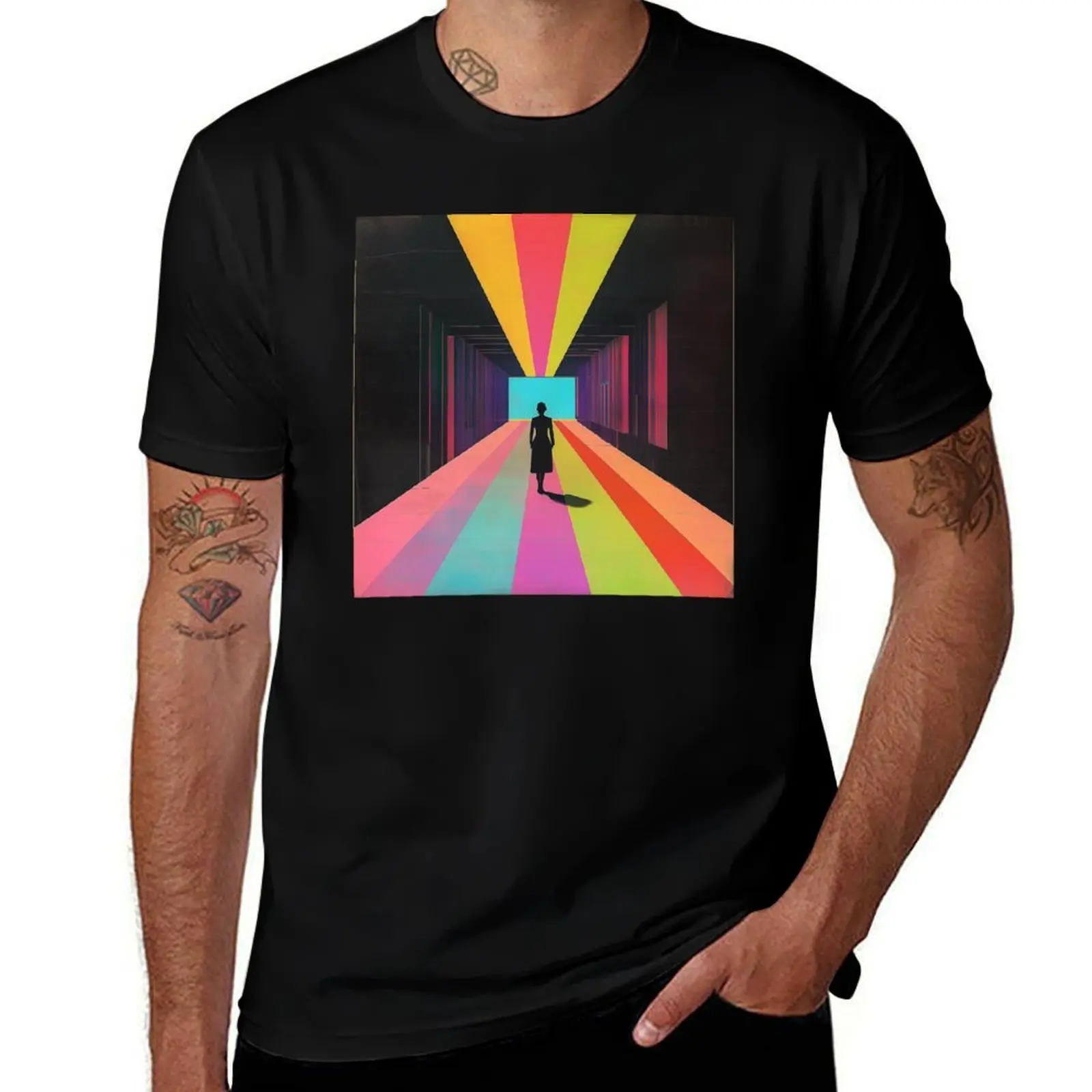 

Into the Spectrum – Neon Portal Surrealism T-Shirt Luxury man summer 2025 designer shirts plain vintage t shirt men