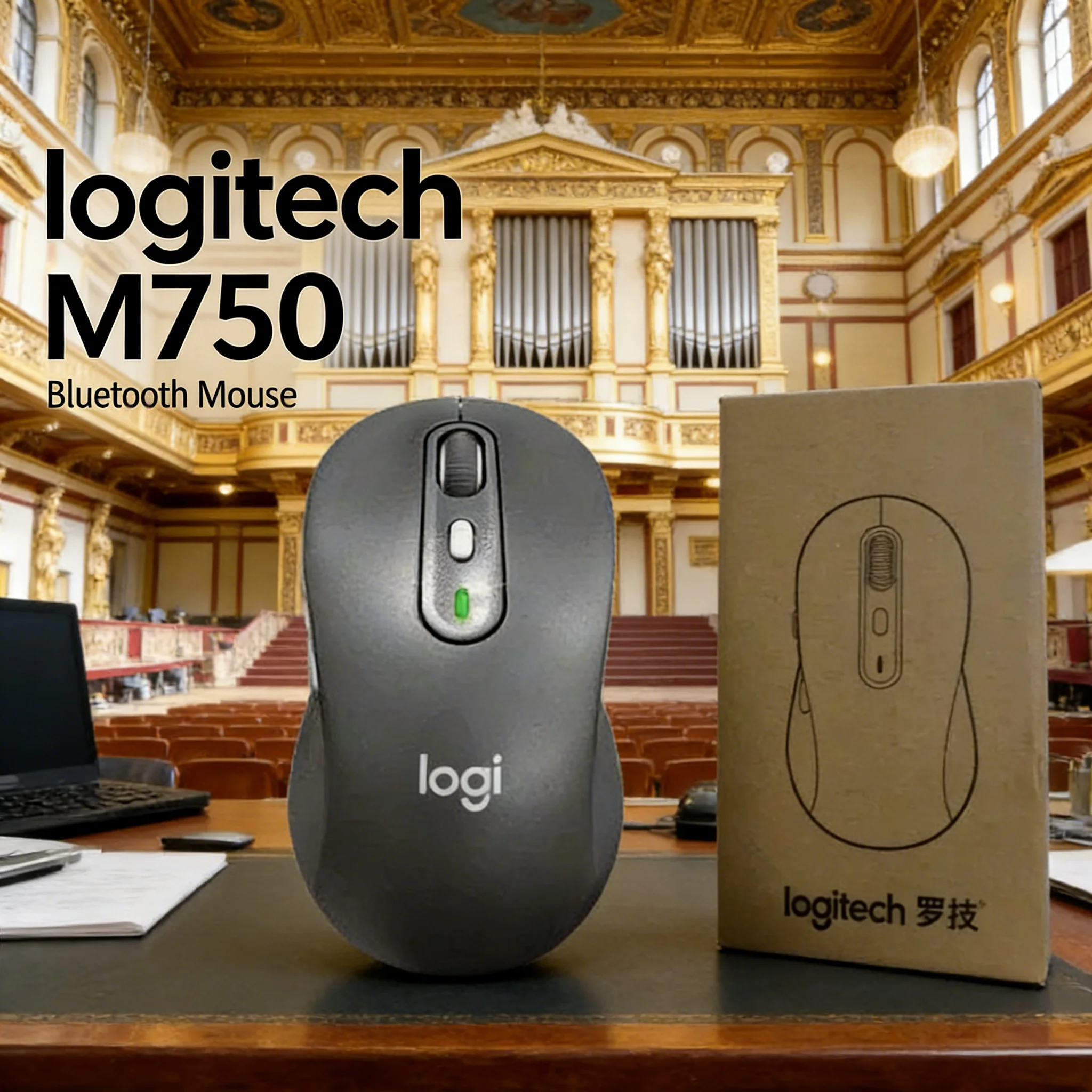 Logitech M750 Wireless Business Travel Mouse Compact Dual-Mode Connectivity Long Battery Life for PC And Mac