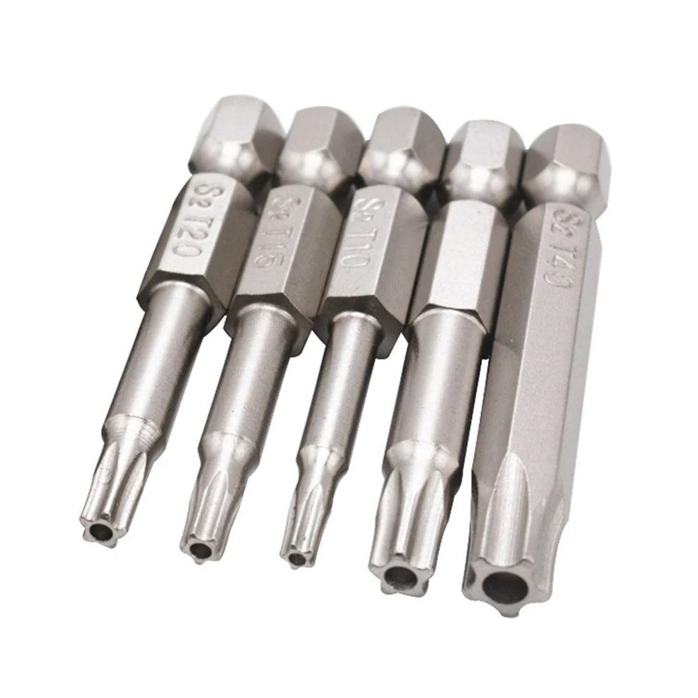 Imagem -03 - Hex Shank Chave de Fenda Elétrica Bits Torx Drive Chave de Cabeça Soquete 50 mm Pontos 6.35 mm T10 T15 T20 T25 T27 T30 T40 Pcs por Conjunto