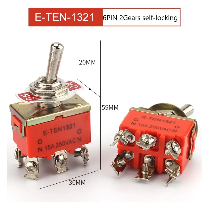 E-TEN Series Toggle Switch 15A 250VAC ON-OFF ON-OFF-ON