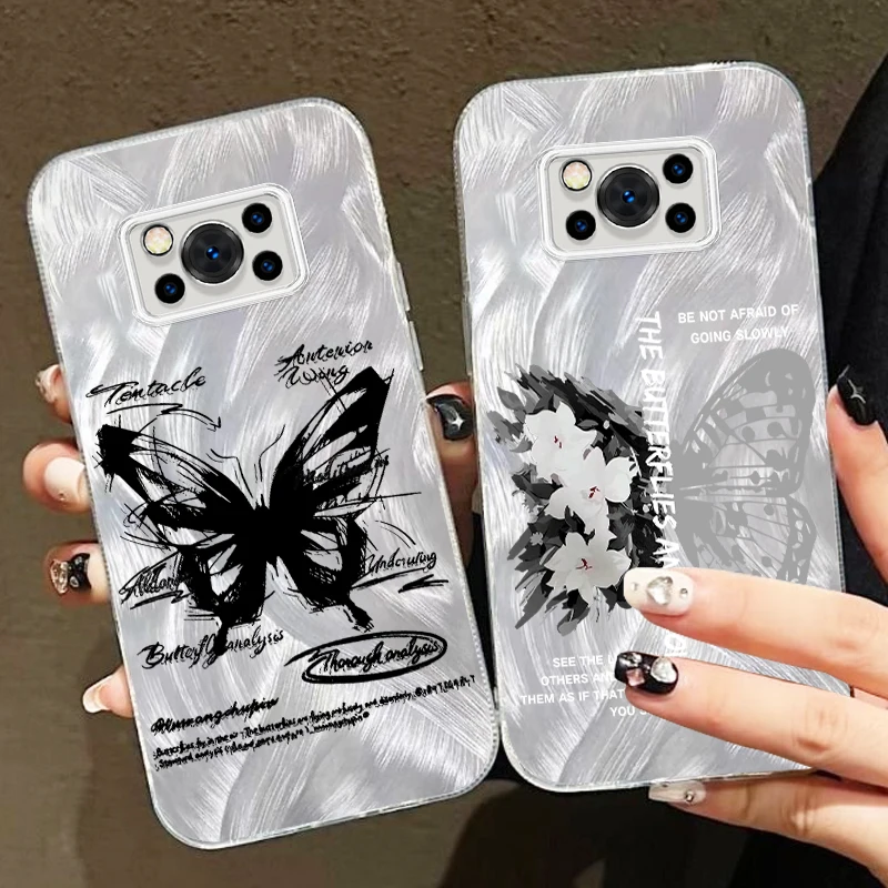 Butterfly Leisure Art For Xiaomi Poco C65 M6 M3 X6 X5 X3 Redmi 13C 12 12C 10C 10 9T 9A 9 Pro 5G Feather Yarn TPU Phone Case