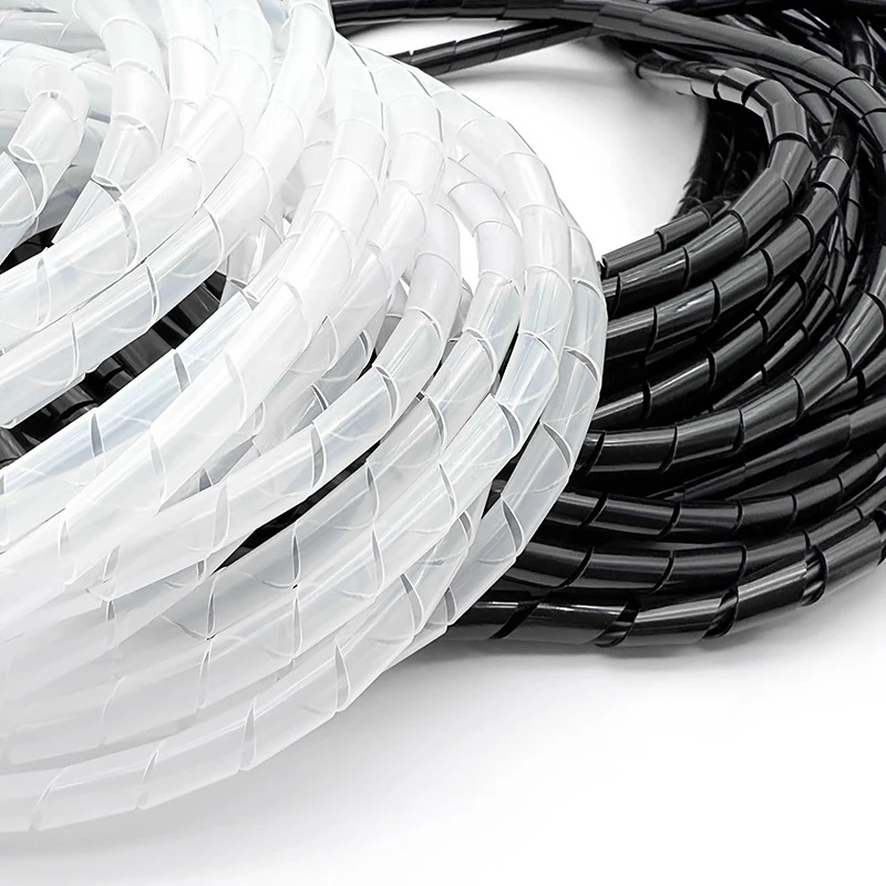 4mm 6mm-30mm Spiral Cable Sleeve - 25M Black PE Polyethylene Wire Wrap for Cable Management & Protection