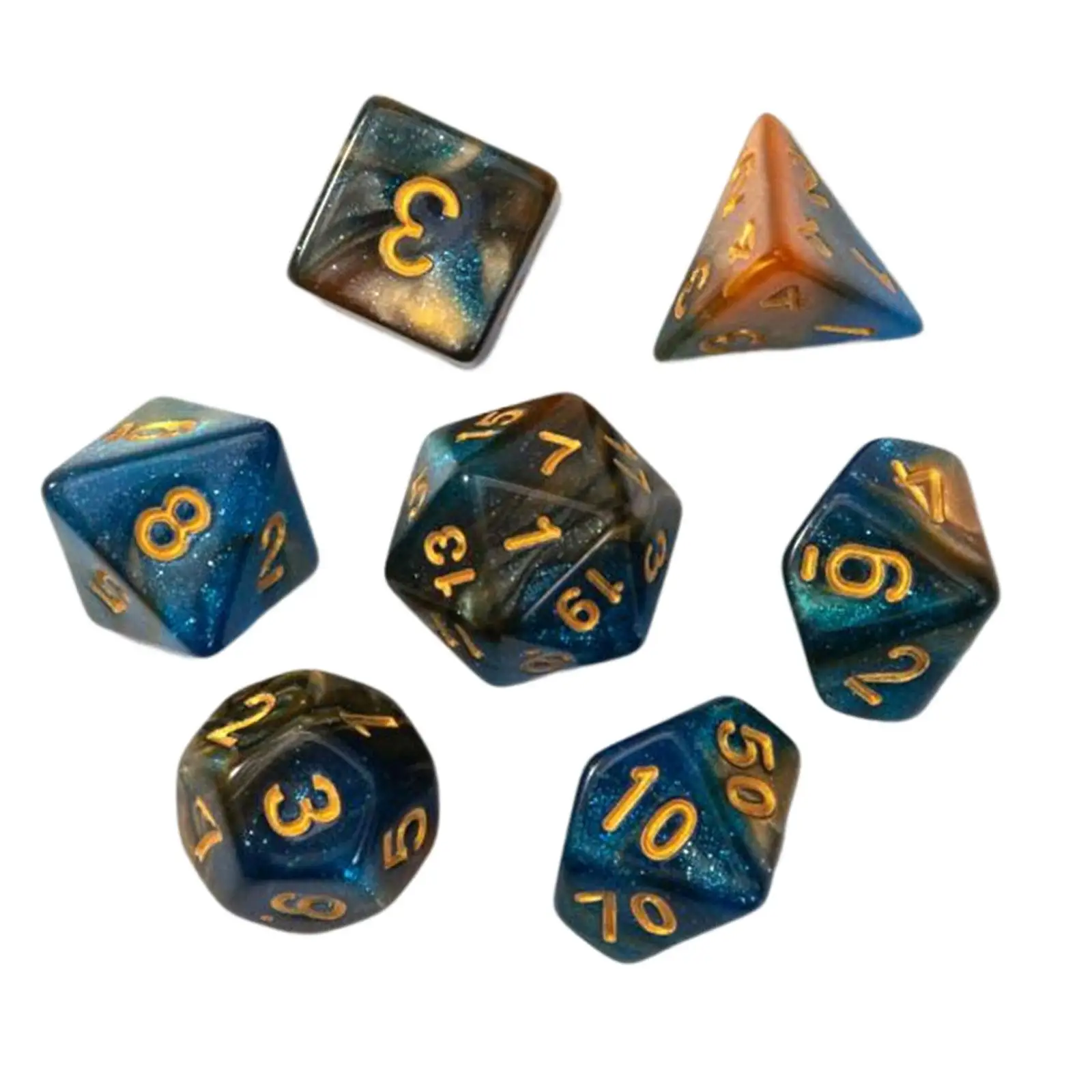 

5x 7Pcs Multi Sided Dices, Acrylic Dices Entertainment Toys, D4-d20 Polyhedral Dices Set for MTG Card Games, RPG Board Game