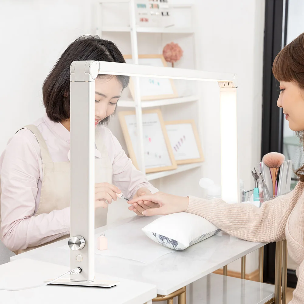 Meia lua lâmpada do prego brilho ajustável lâmpada de mesa salão de beleza extensão dos cílios maquiagem leitura dobrável led luz preenchimento