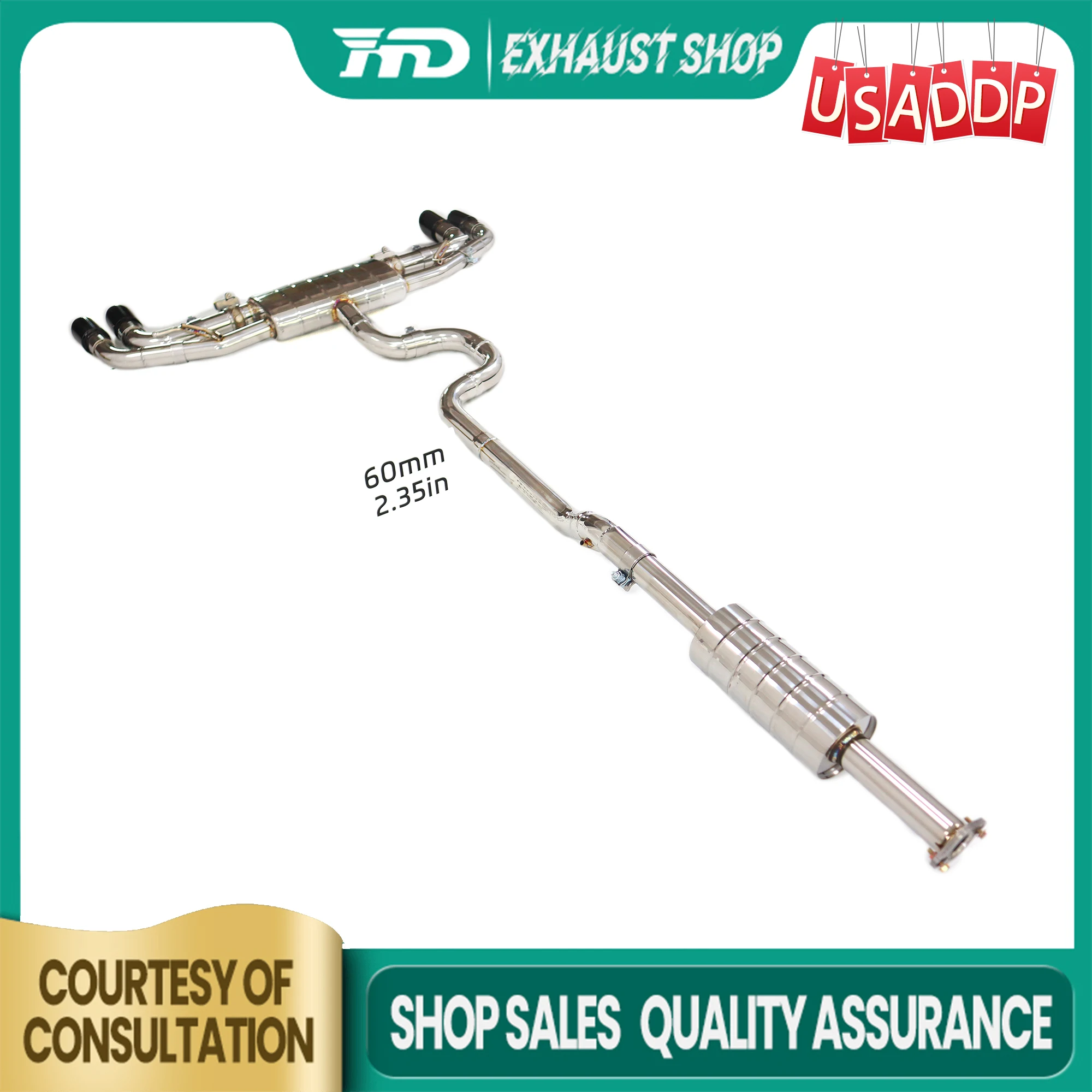 

Exhaust system for Volkswagen Golf GTE MK7 SS304 Catback Electronic valves High performance Muffler Tips