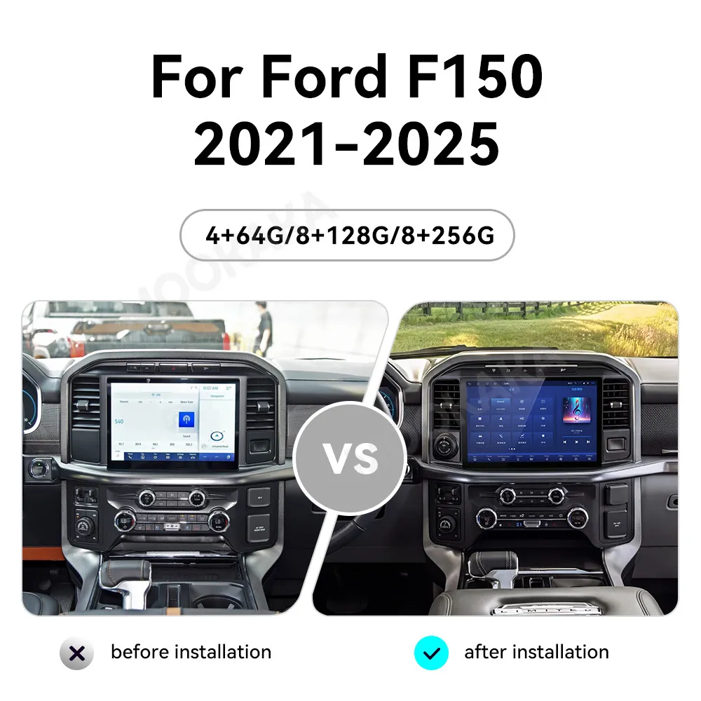 13 Inch Touch Screen Car Radio For Ford F-150 Pickup 2021-2025 Plug And Play Multimedia Player GPS Wireless CarPlay Android DSP
