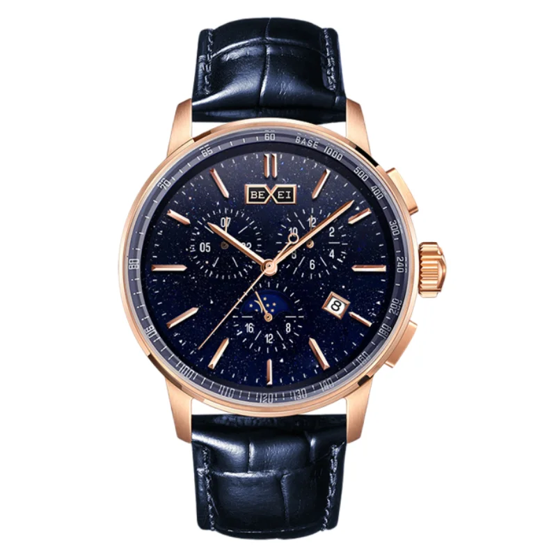 

BEXEI 9185 World Time Watch 42H Power Watch Sapphire Business Style Reserve Mechanical Automatic Movement Man