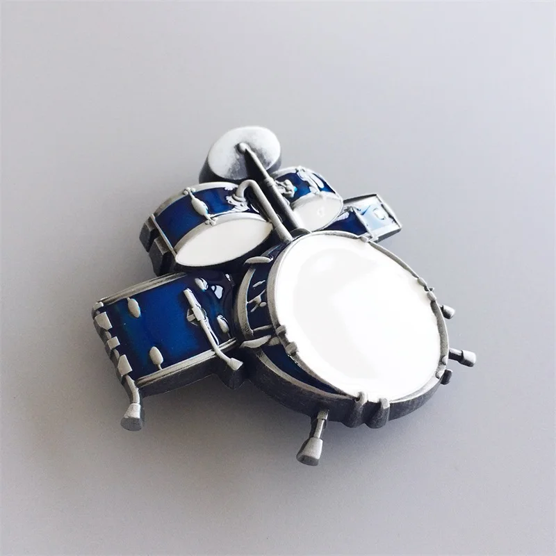 New Vintage Style Blue Enamel Drum Kit Music Belt Buckle Gurtelschnalle Boucle de ceinture BUCKLE-MU011BL also Stock in US