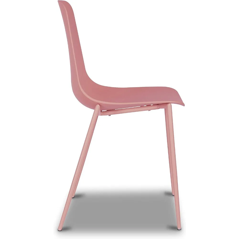 Isla Lot de 4 chaises de cuisine modernes - Chaise de salle à manger en plastique avec pieds en métal - Chaises de café simples à assemblage rapide en plastique