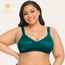Wingslove Full Coverage Turquoise Bra With Flowers Straps Sexy Fancy Plus Size Minimizer Bras unpadded Underwear Green Brassiere