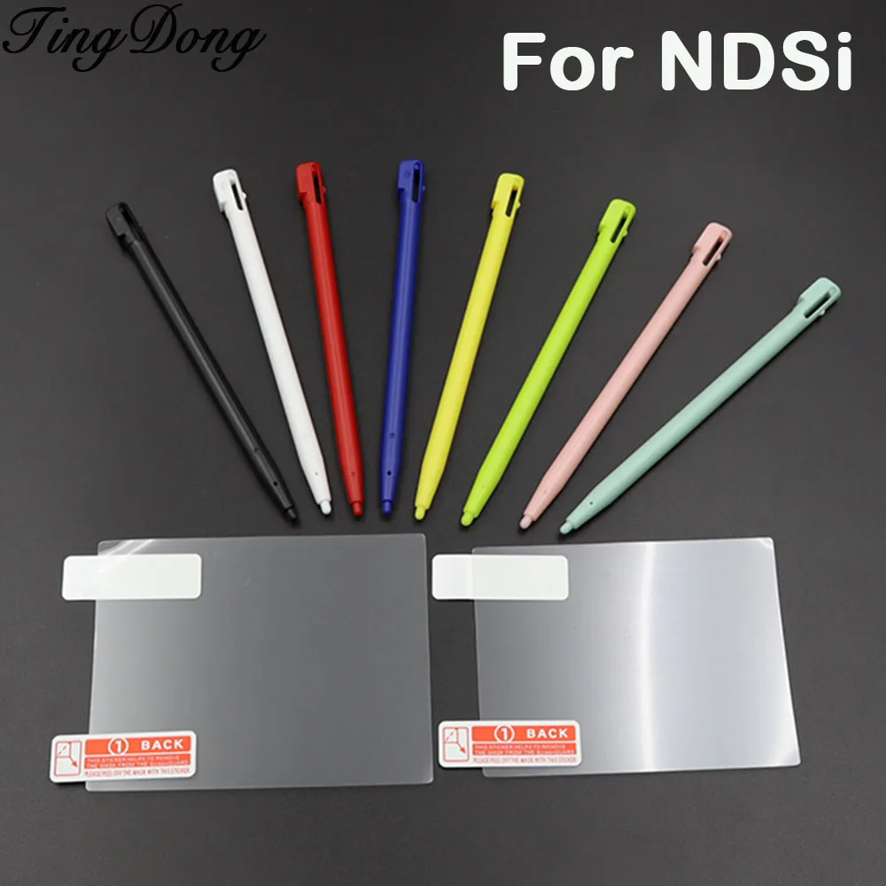 Nintend NDSi 스타일러스 펜 및 NDSi 용 스크린 보호기 용 2 세트 교체 스크린 보호 필름 + 터치 스크린 펜