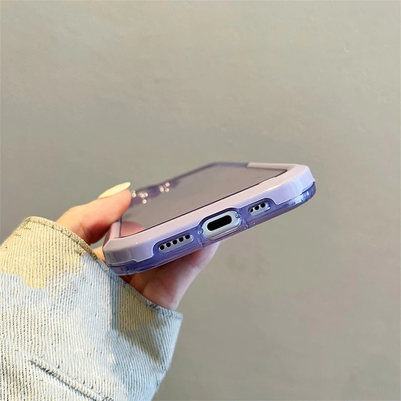 Einfache Bonbonfarbene Faltbare Halterung Hülle für iPhone 16 18 Pro Max 17 15 14 13 12 11 Transparente Stoßfeste TPU-Rückseite – Detail 8