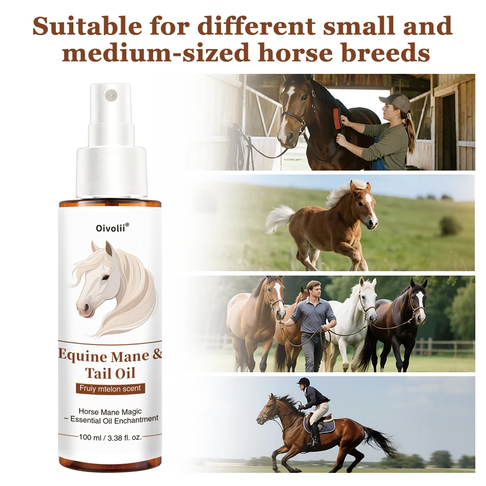 Horse Hair Care Oil Shiny Coat Mane Tail Growth Natural Plant Ingredients Detangler Conditioner Treatment Grooming All Breeds view 4
