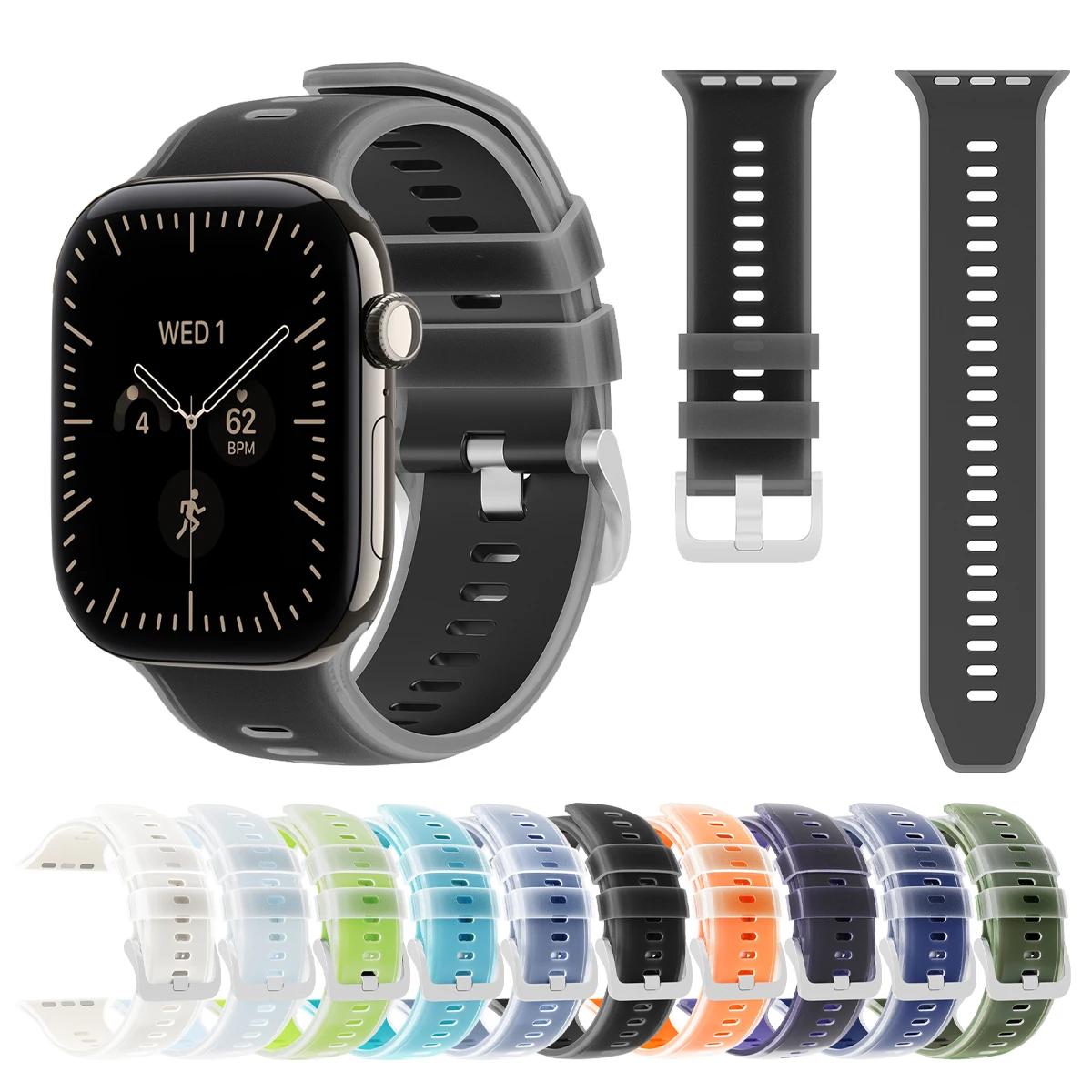 Silicone Strap for Apple Watch Band 49mm 46mm 45mm 44mm Sport Bracelet IWatch Ultra 4 3/series 12 11 10 9 8 7 6 SE 3 Wristbands