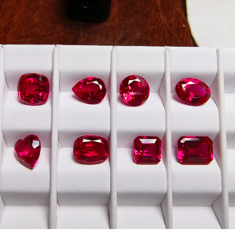 Lab Grown Ruby Multiple Shape Pigeon Blood Red Color Charms Gemstone for DIY Jewelry Making Materials Selectable Certificate