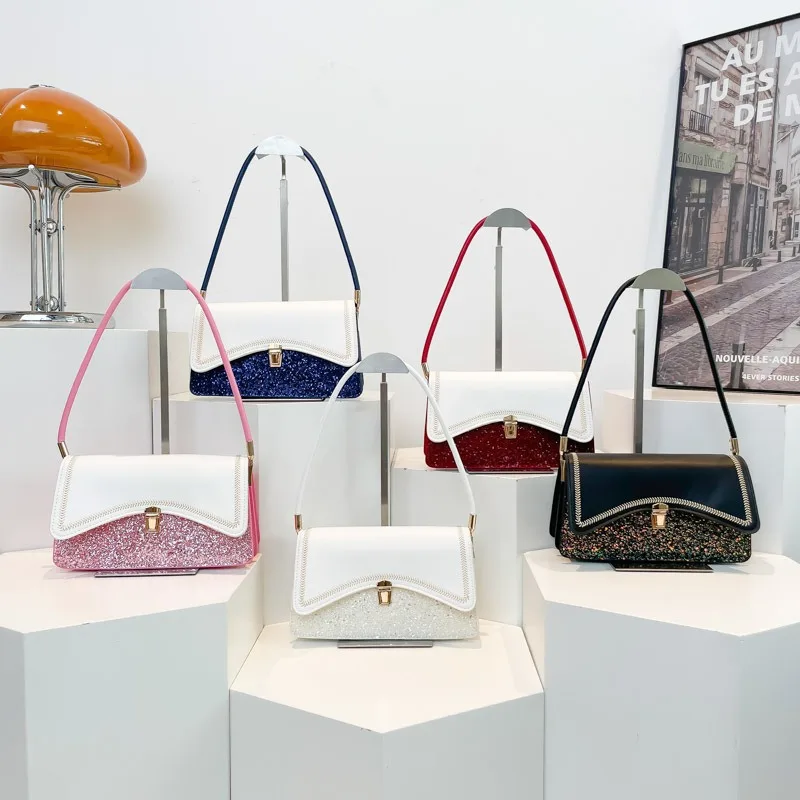 

Korean Version of Fashion Color Matching Bright Handbag Women's Summer New Light Luxury Shoulder Bag Commuter Armpit Bag