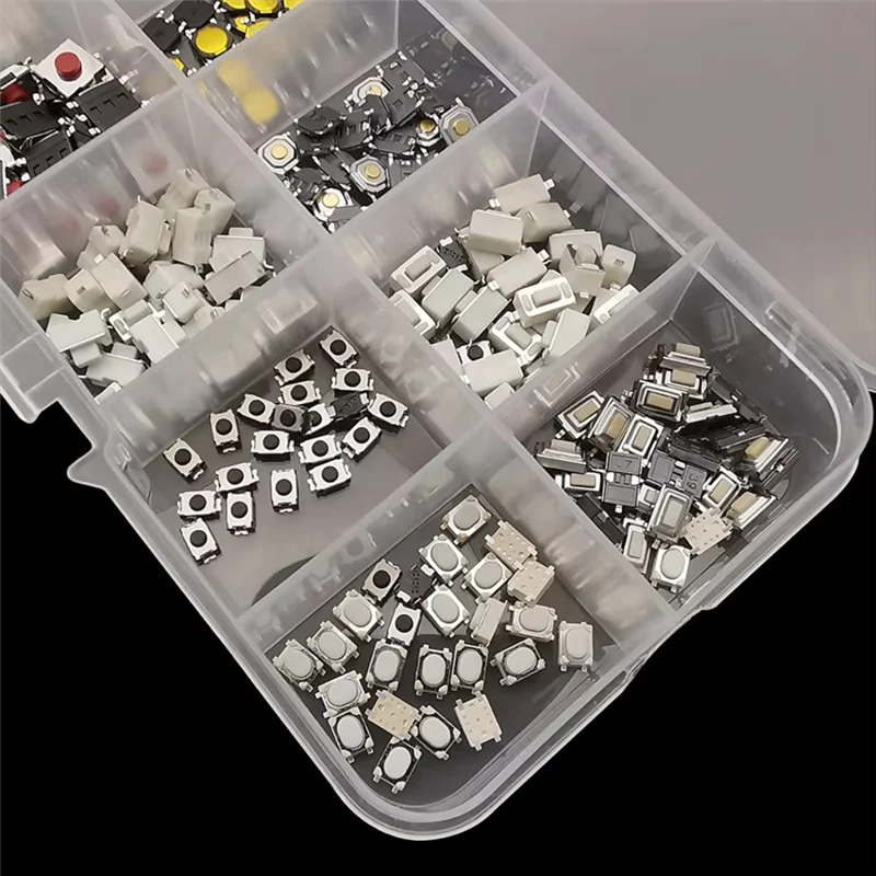 

【Flash Deal】250Pcs Micro Tactile Tact Push Button Switch Momentary Self-Reset 2P 4 Pin SMD PCB Assorted Kit Car Remote Control