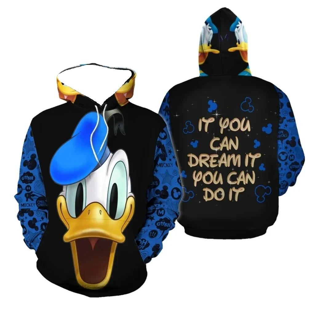 للجنسين مقنعين البلوز ديزني هوديي دونالد داك ثلاثية الأبعاد البلوزات الملونة الرجال حجم كبير موضة زوجين هوديي #3
