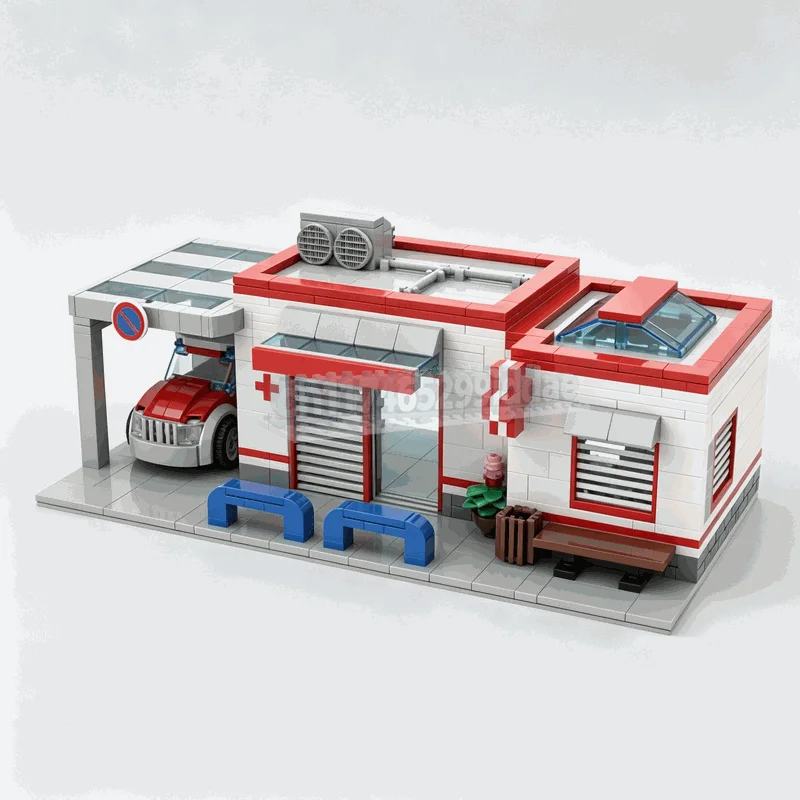 532PCS City Emergency Care Center Building Blocks Modular Clinic Vehicle Model DIY Assembly Toy Creative Display Festival Gift