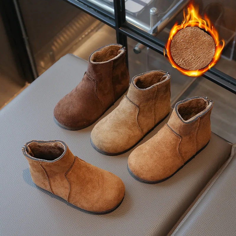 

Soft Comfortable Toddler Kids Ankle Shoes Spring Autumn Solid Boys Girls Boots PU Leather Zip Casual Boots For Children