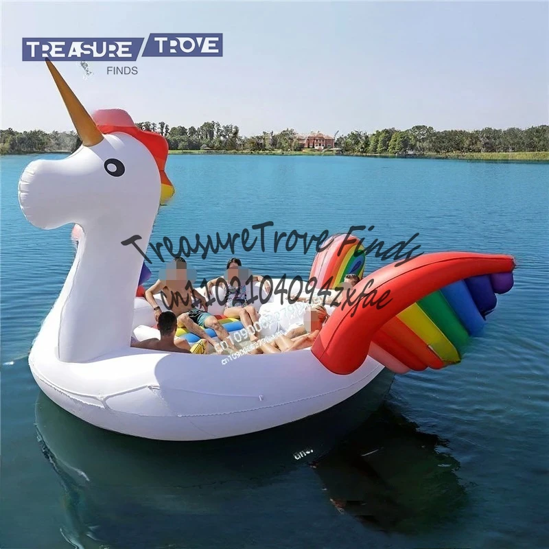 

large 4-person inflatable flamingo floating island unicorn water to Shanghai Island floating raft