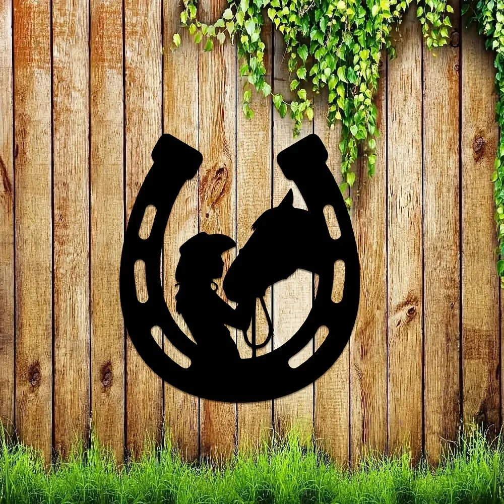 Girl And Horse Metal Sign, Metal Horseshoe Wall Decor, Perfect Wall Art Decor, Home Art Decor, Holiday Gift Or Housewarming Gift