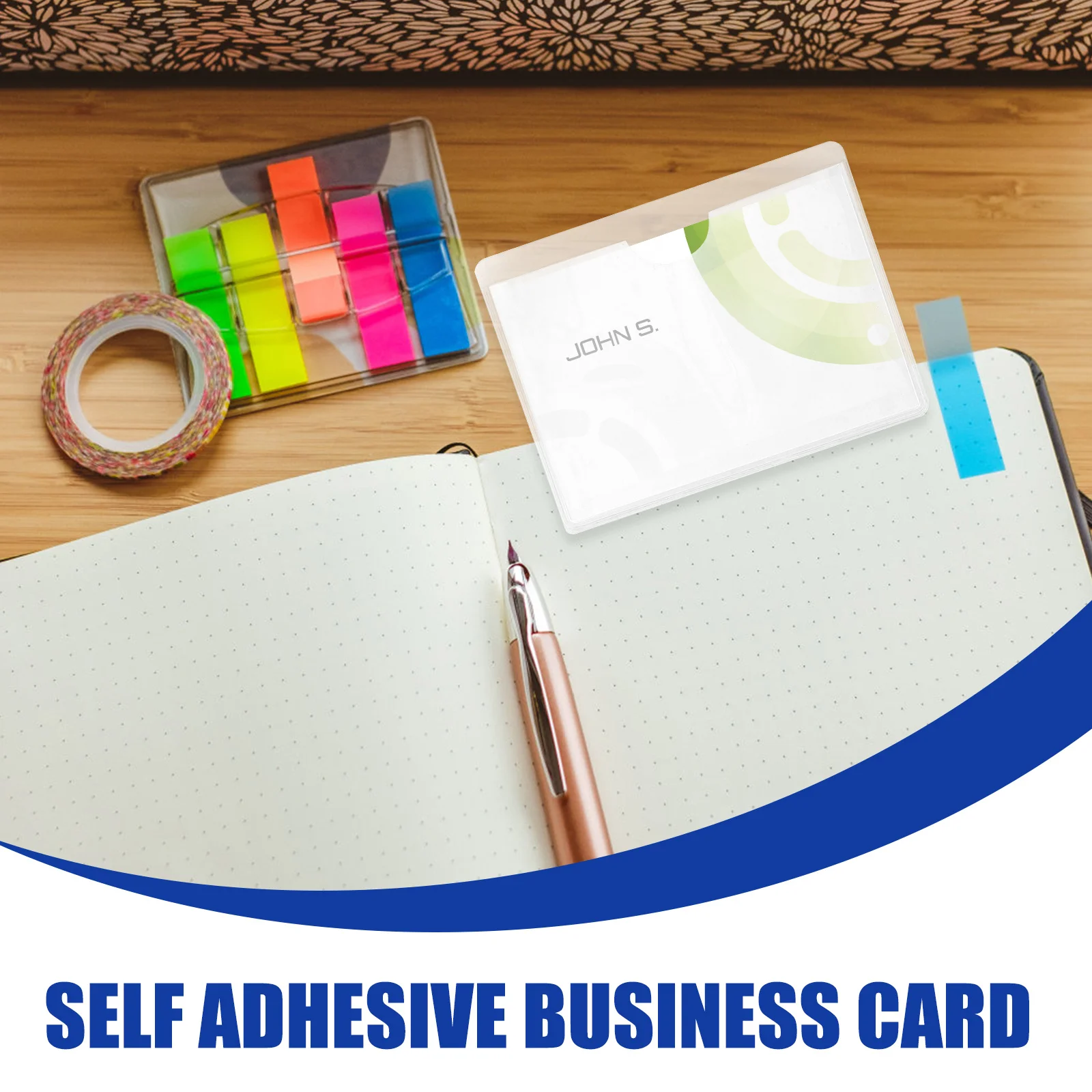 100 قطعة حامل بطاقات عمل ذاتي اللصق PVC من البلاستيك الشفاف جيوب ملصقات للبطاقات لمنظم الكمبيوتر المحمول والمخطط المكتبي #6