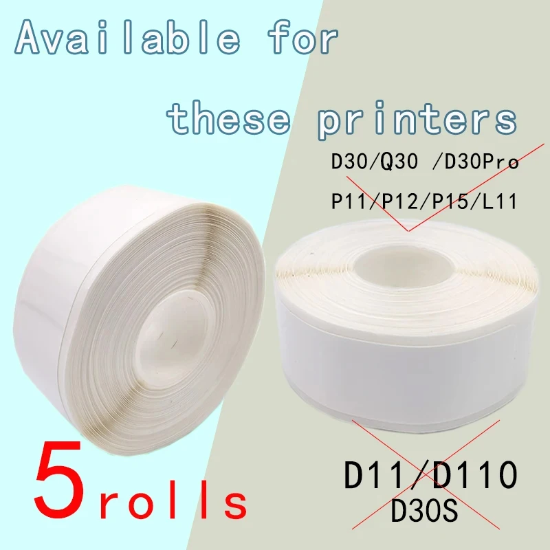 5pk P15 Label Papier P11 Adhesive12 * 40Whitelable Tape Pak Voor Pristar P15 D30 P12 Label D30 P11 Thermisch Label