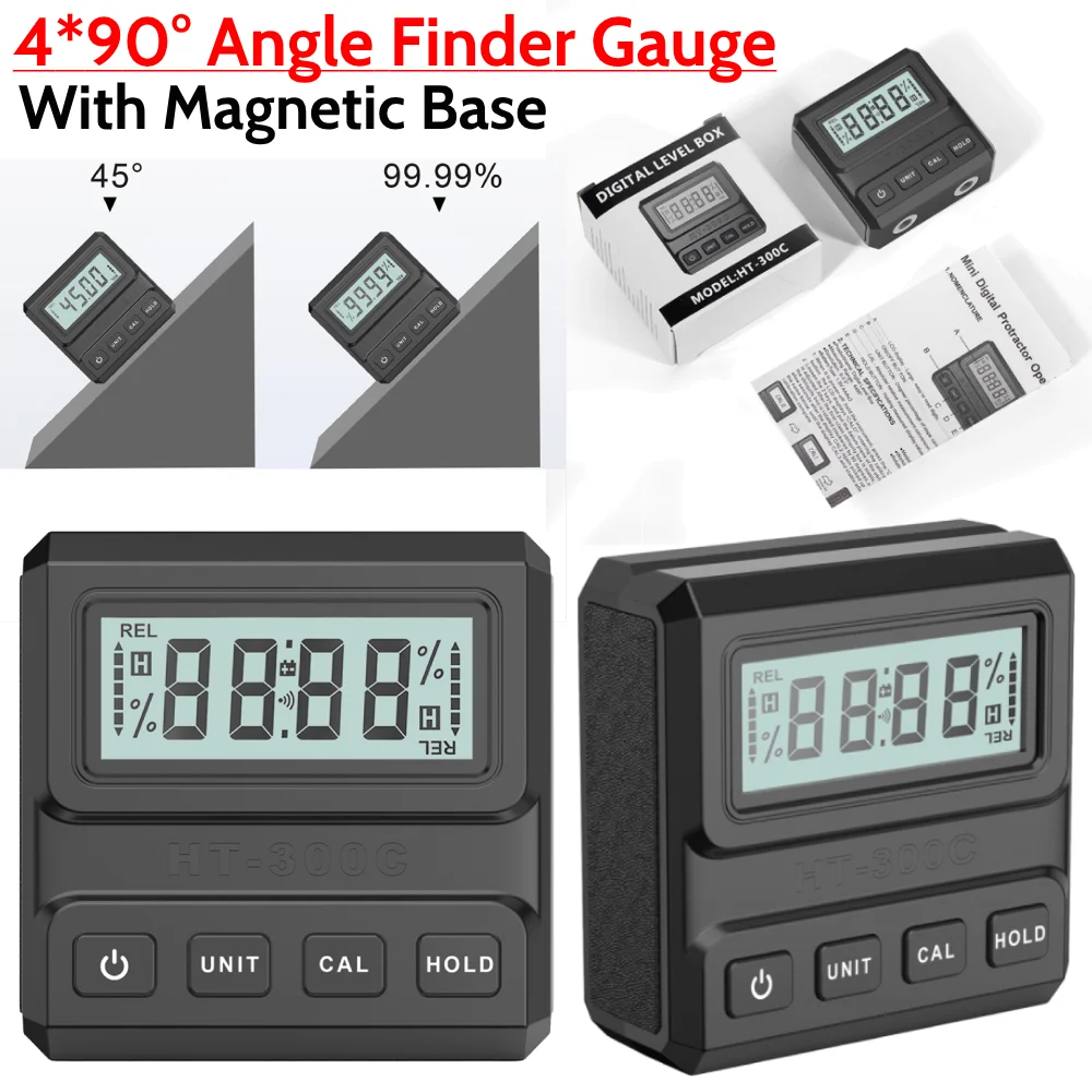 Digital Protractor 4*90° Angle Protractor With Magnetic Base Electronic Inclinometer Goniometer Angle Bevel Tester