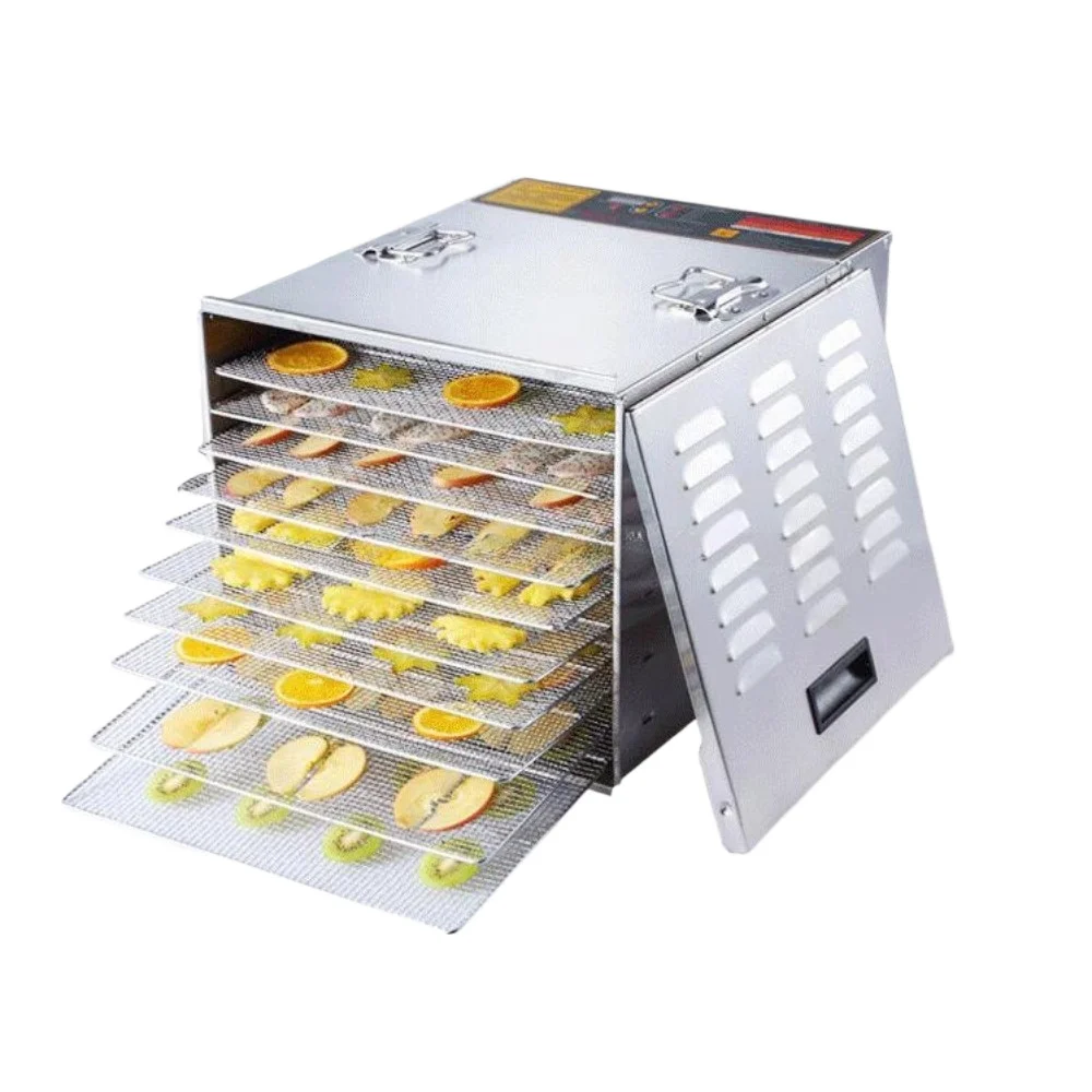 304 Stainless Steel Mechanical Food Dehydrator 1000W 15 Hours Timer Durable 10 Rack 55L Capacity 90C  Electric Dryer