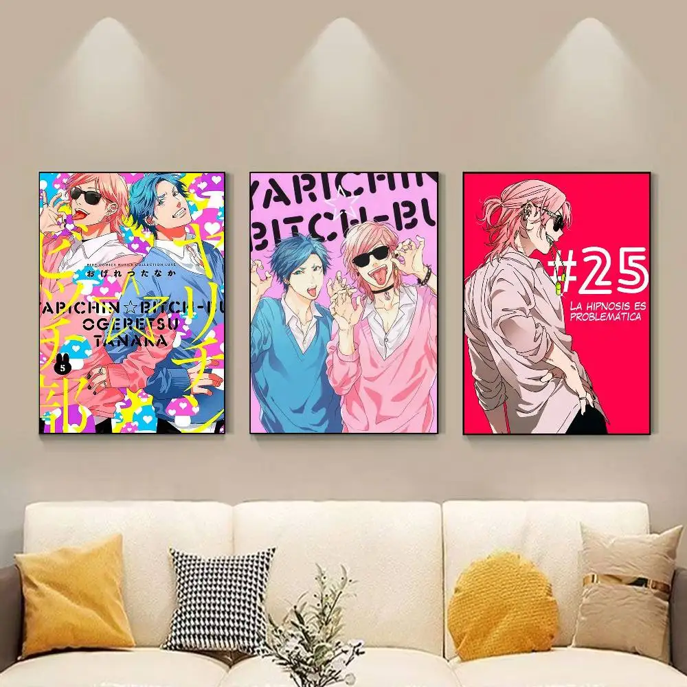 Y-Yarichin Bit Club Poster HD Quality Wall Art Retro Posters For Home Room Wall Decor Self Adhesive
