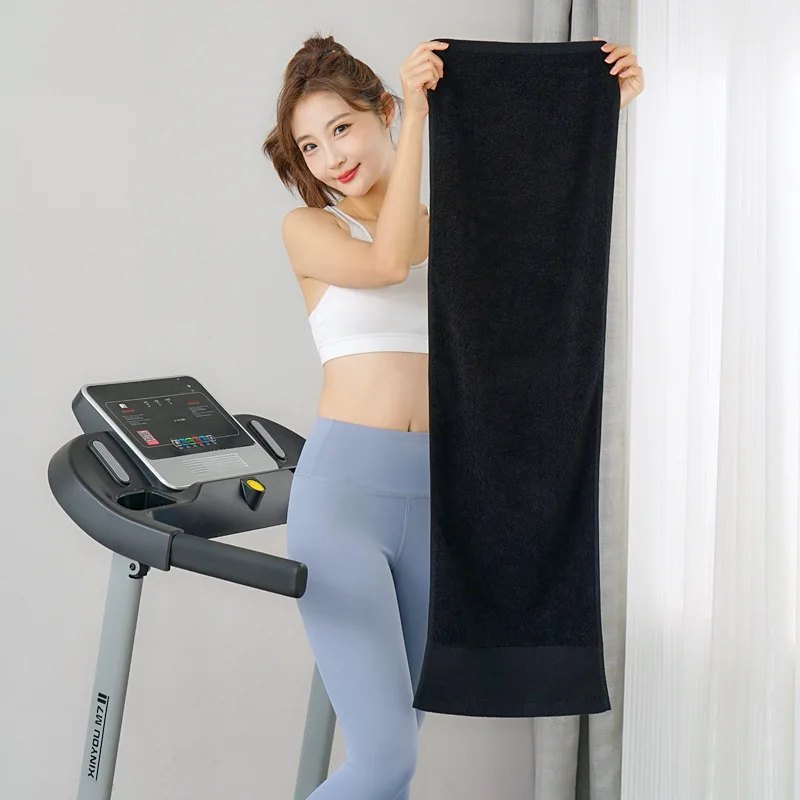 32x110CM Cotton Soft Fitness Towel for Sports Multifunctional Sweat Absorption Towel Gym Swimming Yoga Towel Sport Towels Black